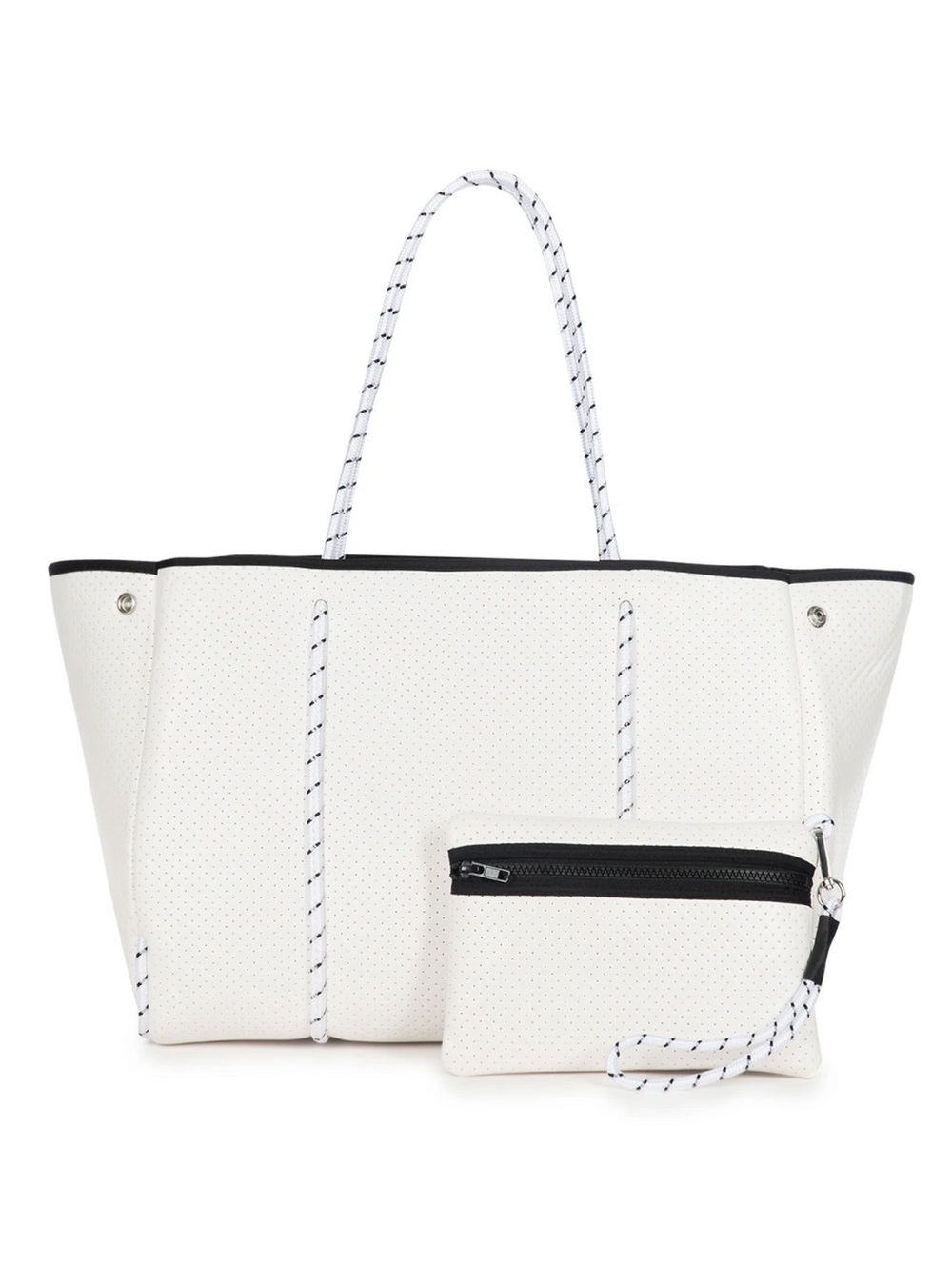 NWT haute shore greyson tote bag and pouch in white/black and gray camo interior